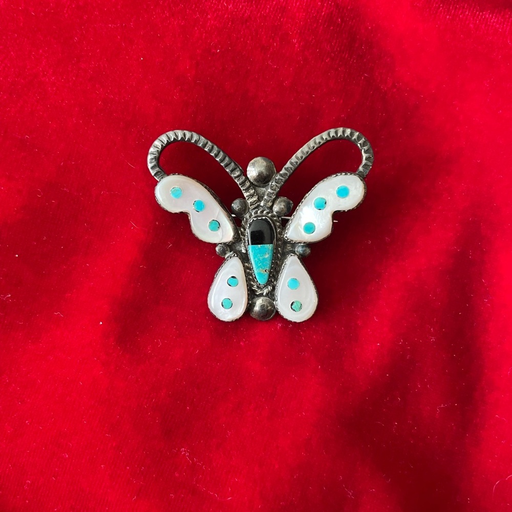 Zuni Sterling Silver Howard Leekela “book piece” Mosaic Inlay Butterfly Brooch - Picture 3 of 8
